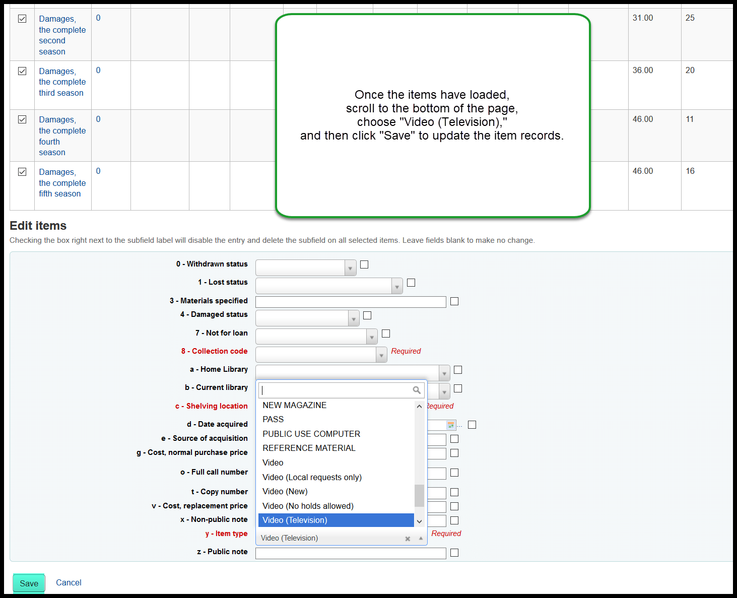 View of batch item modification step 4