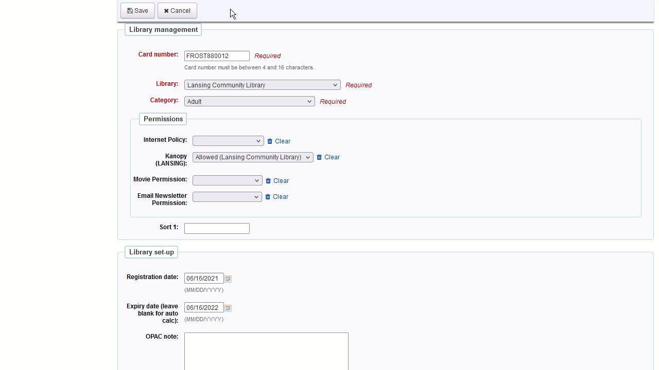 Animated screenshot - changing the home library changes the Kanopy permission