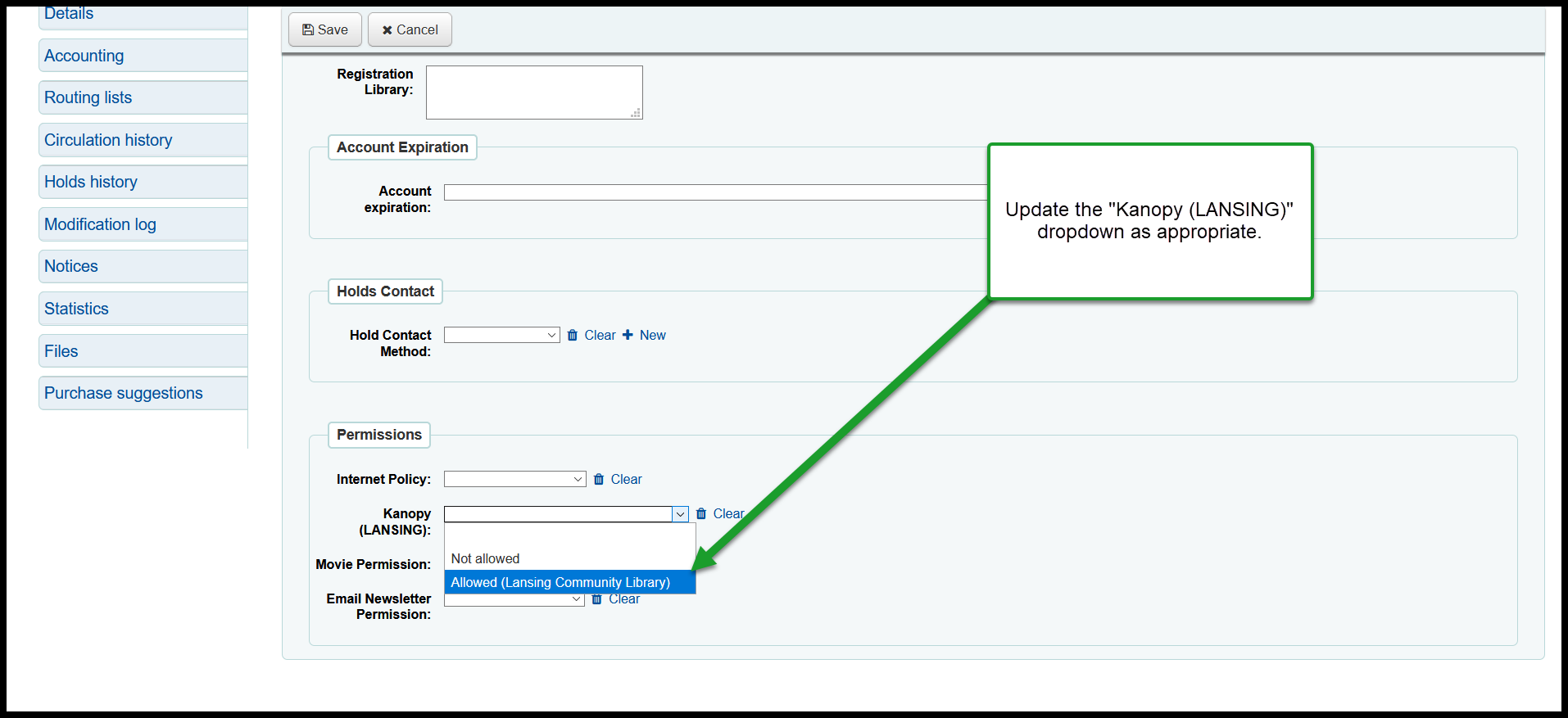 The link in the report takes you directly to the edit borrower page