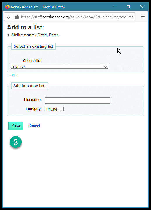 Add titles to a list in the staff client from the details page step 3 screenshot